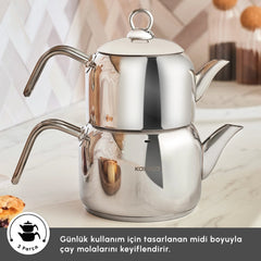 Karaca Urban Midi Teekannen-Set aus Edelstahl – 2-teilig, Silber