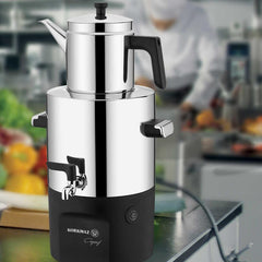 Korkmaz Çayşef Elektrischer Samowar – Silber, 5 L + 2 L