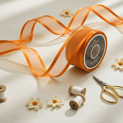 Organza Satinband Orange – 25 mm Breite (Preis pro Meter)