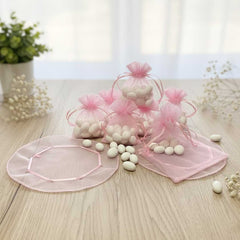 50 Stück Geschenkorganza-Beutel Rosa 24 cm, rund, Mandelzucker-Beutel, Mini-Organza-Beutel,
