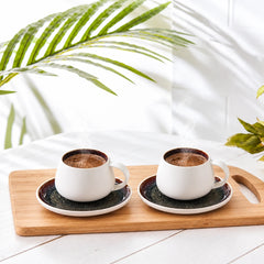 Karaca New White Galactic Teetassen-Set 300 ml für 1 Person, 2-teilig