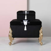 Hochzeitstruhe Bräutigam Figured Samt Velvet 2er Ceyiz Truhe Schwarz