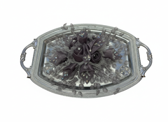 Verlobungstablett "Pearl & Crystal Shine" – Silber, mit Perlen- und Strasskette (45x32 cm)