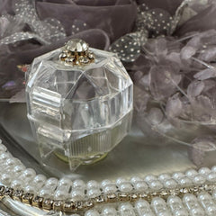 Verlobungstablett "Pearl & Crystal Shine" – Silber, mit Perlen- und Strasskette (45x32 cm)