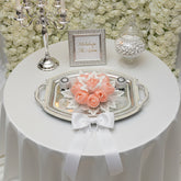 Verlobungstablett "Deko-Perle" – Inkl. 2 Ringboxen, mit umlaufender Perlenkette (50x40 cm)