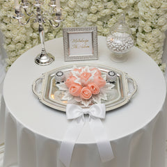 Verlobungstablett "Deko-Perle" – Inkl. 2 Ringboxen, mit umlaufender Perlenkette (50x40 cm)