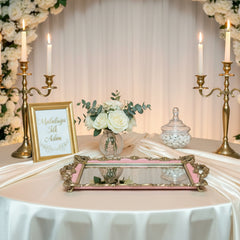 Verlobungstablett „Rose Glanz“ – Vintage-Design in Rosé & Gold (39x25 cm)