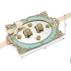 Verlobungstablett mit Ringhalter – Vintage-Design in Mint & Gold (40x30 cm)