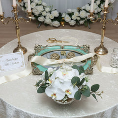 Verlobungstablett "Turkuaz Glanz" – Vintage-Design in Mint & Gold (40x30 cm)