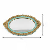 Elegantes Verlobungstablett – Oval mit Spiegel und Goldrand, Türkis, 39x26 cm