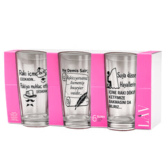 LAV Suma Raki- und Trinkgläser - 6er-Set, 190 ml-mit Text