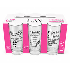LAV Suma Raki- und Trinkgläser - 6er-Set, 190 ml-mit Text