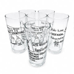LAV Suma Raki- und Trinkgläser - 6er-Set, 190 ml-mit Text