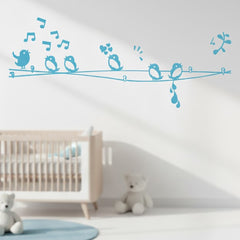 Velours Wandtattoo „Cik Cik“ – Samt Wandsticker 84 × 108 cm, hellblau