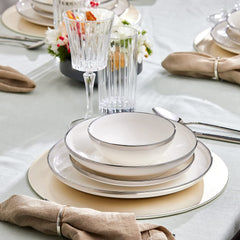 Karaca Eclipse Platinum Service de table en porcelaine pour 57 personnes, 57 pièces, assiettes de service en porcelaine