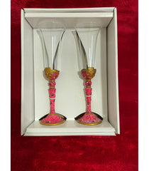 Vintage wedding glasses set of 2 pink, wedding