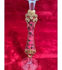 Elegantes Hochzeits-Kerzenhalter-Set (4-teilig) - 28cm Glas/Gips - Classic Red