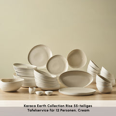 Karaca Earth Collection Rise Tafelservice Cream für 12 Personen, 55-teilig