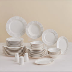 Karaca Forever Bone China New Olio Tafelservice für 12 Personen Weiss, 53-teilig