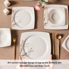 Karaca Square Bone China Autumn Tafelservice für 12 Personen, 53-teilig