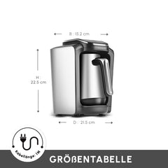 Karaca Hatır Neo Inox Türkische Kaffeemaschine mit Edelstahl-Kanne, 735 Watt