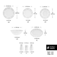 Karaca Forever Bone China New Olio Tafelservice für 12 Personen Weiss, 53-teilig