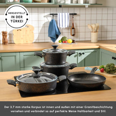 Biogranit Blackgold V1 Kochgeschirr-Set, 7-teilig