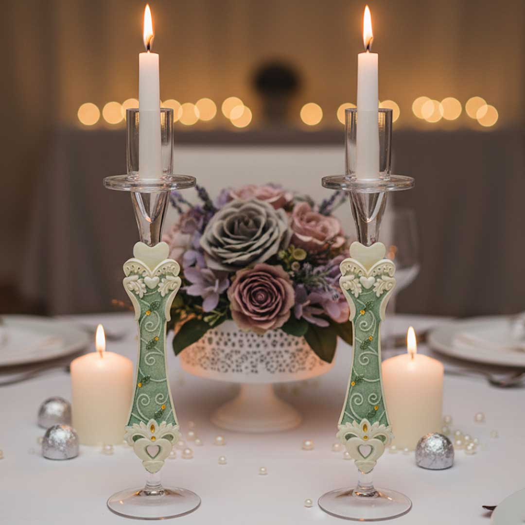 Wedding candle holder set, 4 pieces