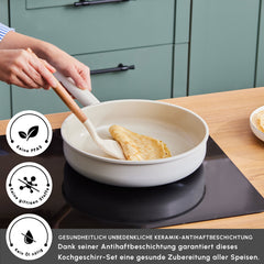 Karaca Swiss Crystal Ceramica Valenti Kochgeschirr-Set Induktionsgeeignet, 7-teilig