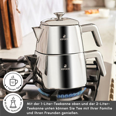 Karaca Brewinox Teekannen-Set aus Edelstahl, 3-teilig