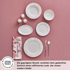 Karaca Forever Bone China New Olio Tafelservice für 12 Personen Weiss, 53-teilig