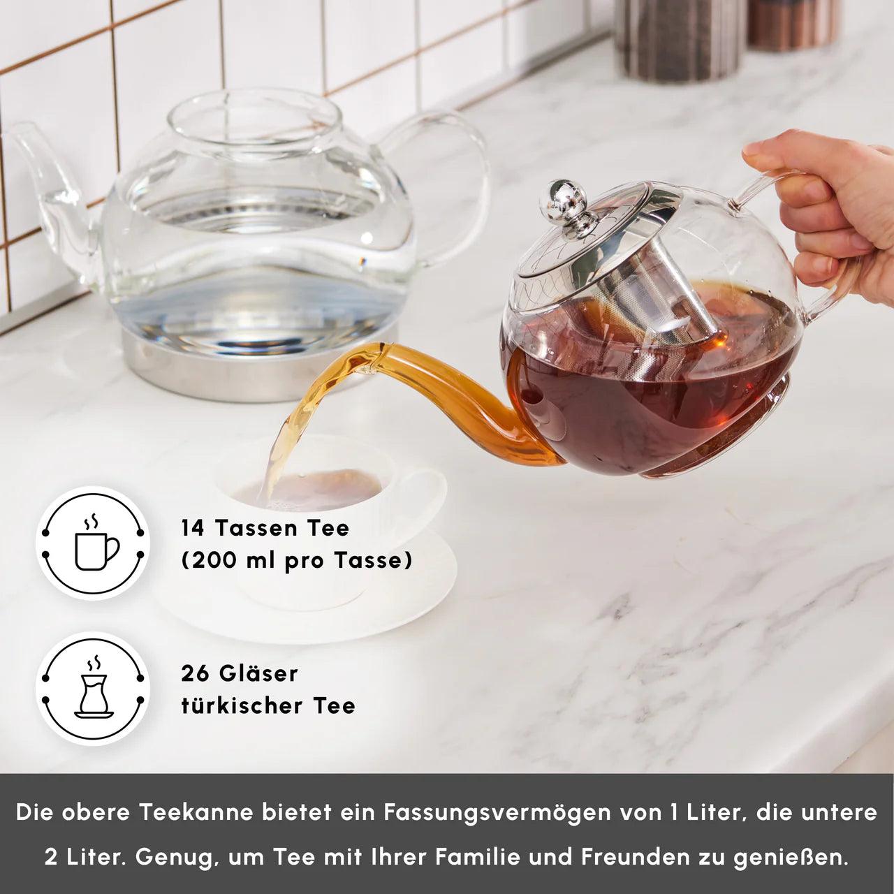 Karaca Pandora Glas Teekanne