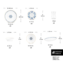 Karaca Bone China İznik Frühstücksset für 6 Personen, 26-teilig