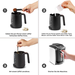 Karaca Hatır Neo Türkische Kaffeemaschine mit Milchfunktion, 735 W, Porcelain White