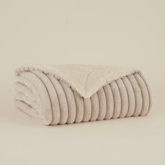 Karaca Stripe Sherpa TV-Decke Grau, 130 × 150 cm
