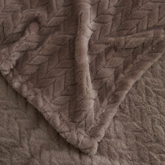 Karaca Leaves Bettdecke für Einzelbett Steingrau, 150 × 200 cm