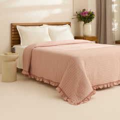 Karaca Freya Tagesdecke für Doppelbett Puderrosa, 230 × 240 cm