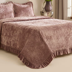 Karaca Audrey Tagesdecken-Set für Doppelbett Altrosa, 3-teilig, 230 × 240 cm