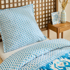Karaca Neos Renforcé Bettwäsche-Set für Einzelbett Blau aus 100 % Baumwolle