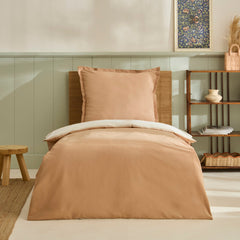 Karaca Vera Perkal Bettwäsche-Set für Einzelbett Beige aus 100 % Baumwolle