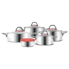 Karaca Emirgan XL 10-piece steel induction cookware set with storage lid