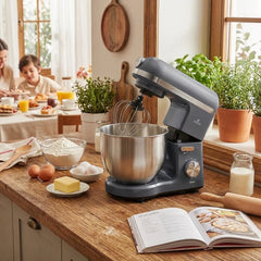 Karaca Mastermaid Chef Pro Doppelarm-Küchenmaschine Space Grey, 5 Liter, 1500 W