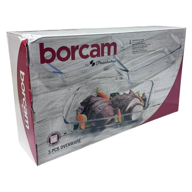 Borcam Rechteckige Ofenformen Set 3-teilig