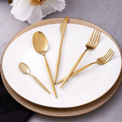 Karaca Lizbon Gold cutlery set for 6 people-30 pieces