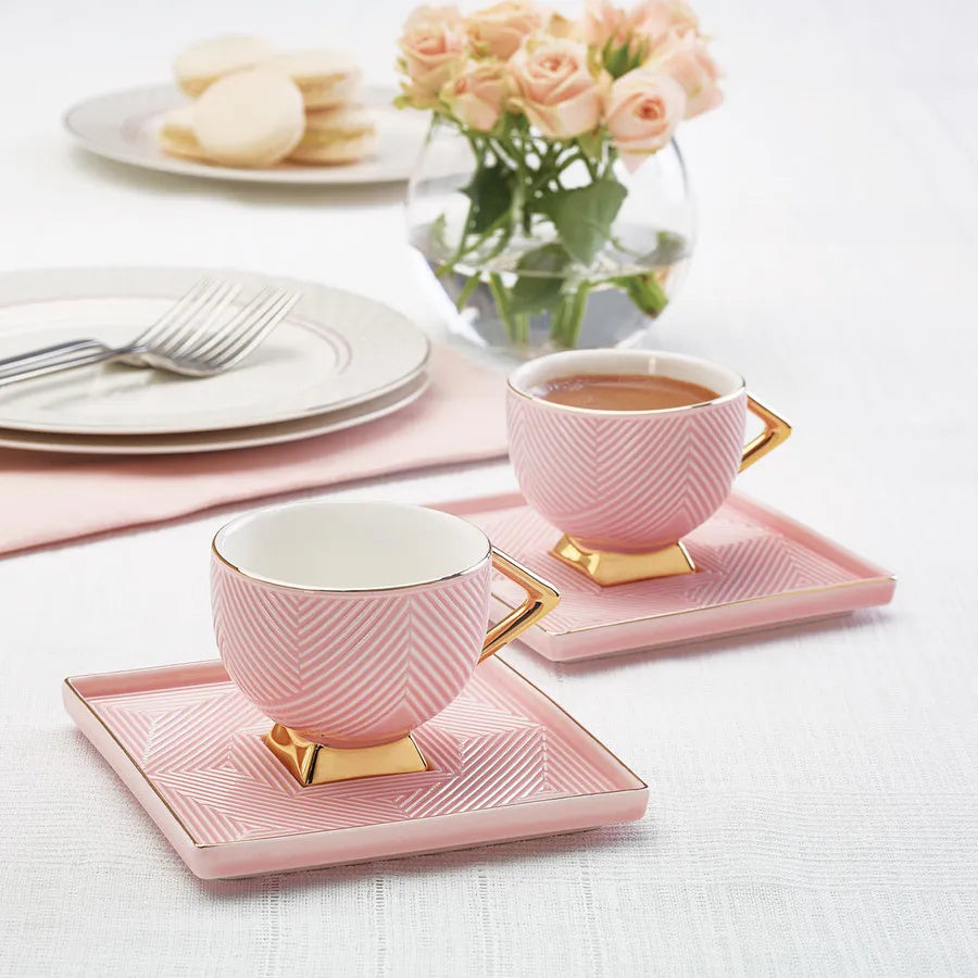 Karaca Art Deco Rose 2 Personen Kaffeetassen Set