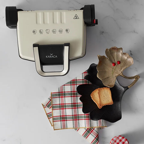 Karaca Future Granit Sandwich-Toaster und Kompakt-Grill Creme 1800W