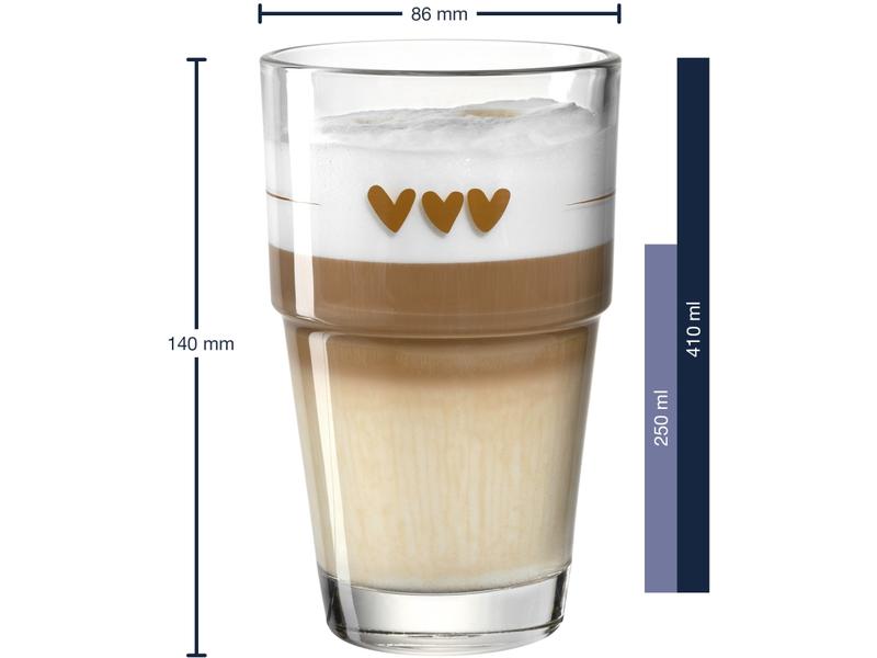 Leonardo Latte Macchiato Becher Solo Herz 410 ml, 6 Stück