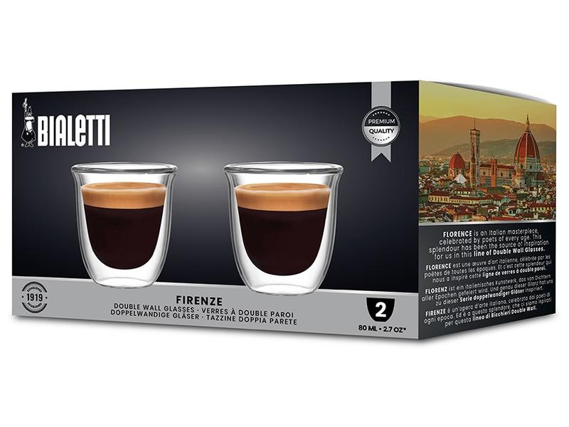 Bialetti Espresso Becher Firenze 80 ml, 1 Stück, Transparent