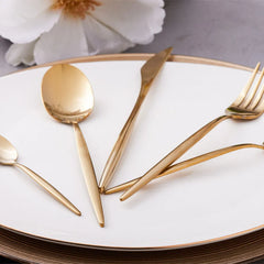 Karaca Lizbon Gold cutlery set for 6 people-30 pieces