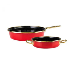 Karaca Retro Enamel Pan and Serving Pan Set, Red